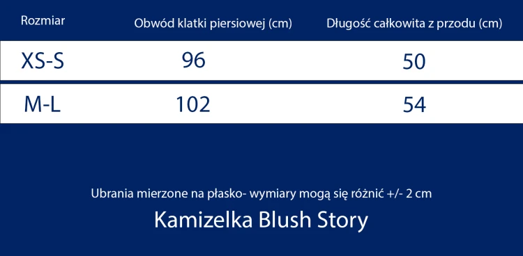TABELA ROZMIAROWA Blush Story